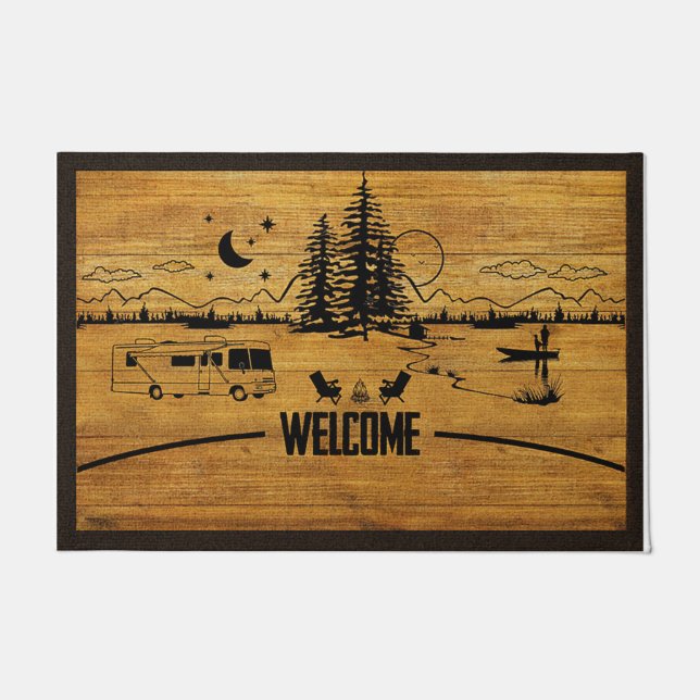Camping Lovers Mat, Campervan Decor Doormat (Front)