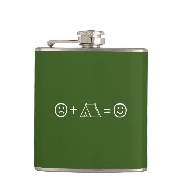 Camping Makes You Happy Hip Flask (Front)