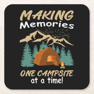 CAMPING Making Memories Square Paper Coaster