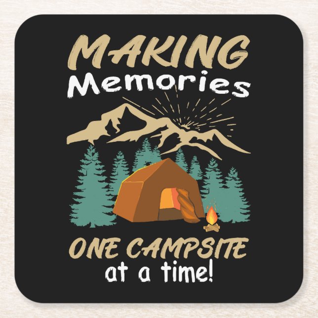 CAMPING Making Memories Square Paper Coaster (Front)