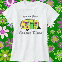 Camping Mama Sweet Camper Trailer with Name T-Shirt