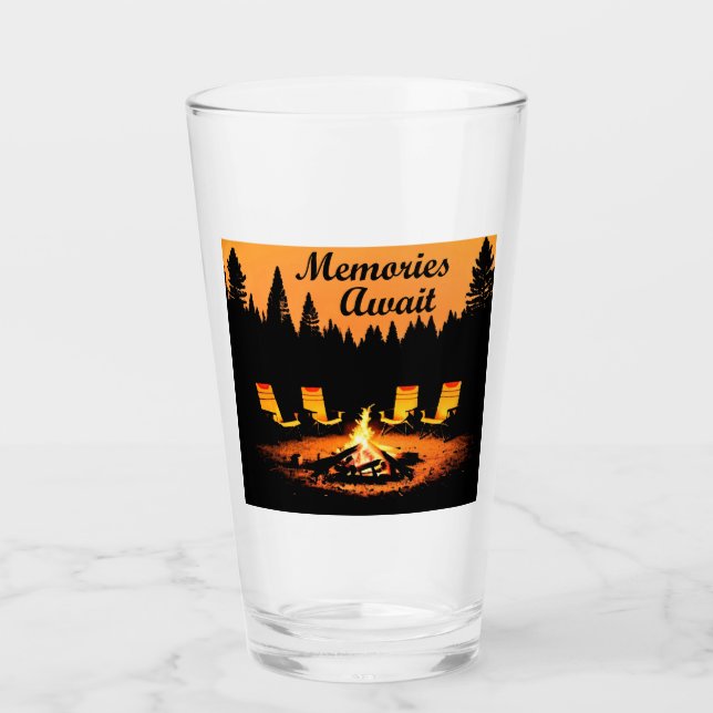 Camping Memories Await Glass (Front)