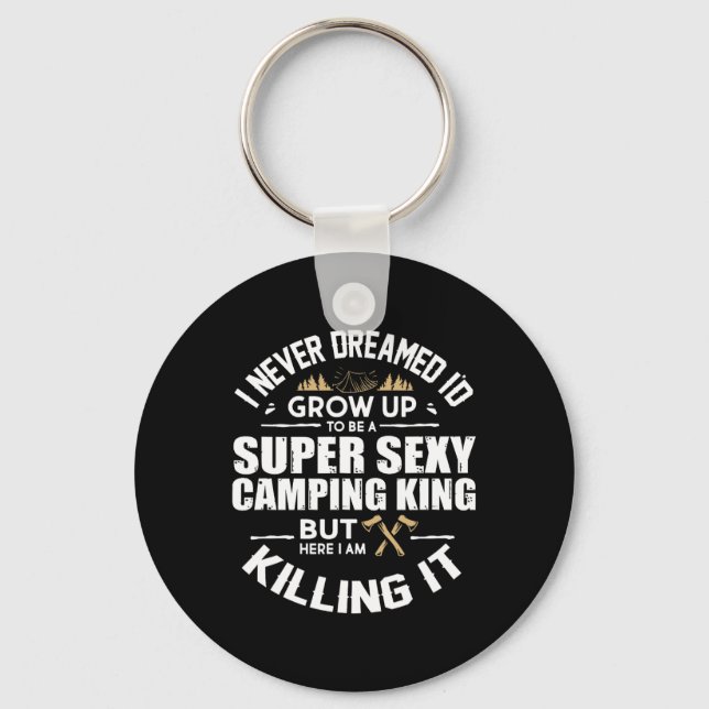 Camping Men Camper Rv Camping Vacation Camping Dad Key Ring (Front)