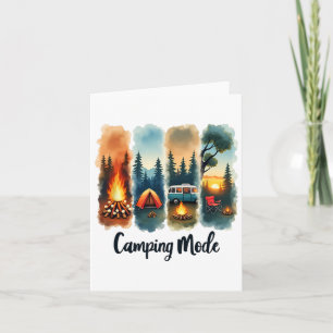 Camping Mode Campfire Tent Van Sunset Serenity  Card