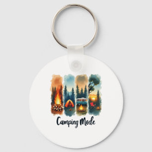 Camping Mode Campfire Tent Van Sunset Serenity Key Ring