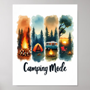 Camping Mode Campfire Tent Van Sunset Serenity Poster