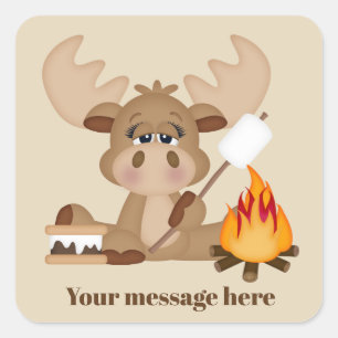 Camping moose add message sticker