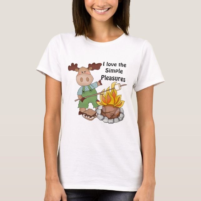 Camping Moose cartoon fun t-shirt (Front)