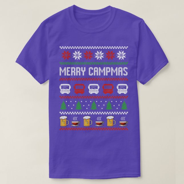 Camping Motorhome Beer Coffee Ugly Christmas Sweat T-Shirt (Design Front)