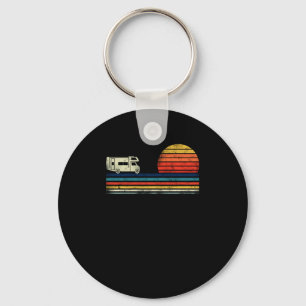 Camping Motorhome Sunset Campervan Retro Vintage Key Ring