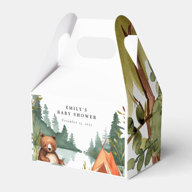 Camping Mountain Rustic Baby Shower Favour Box (Front Side)