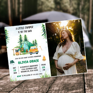 Camping Mountain Rustic Baby Shower Party Photo  Invitation