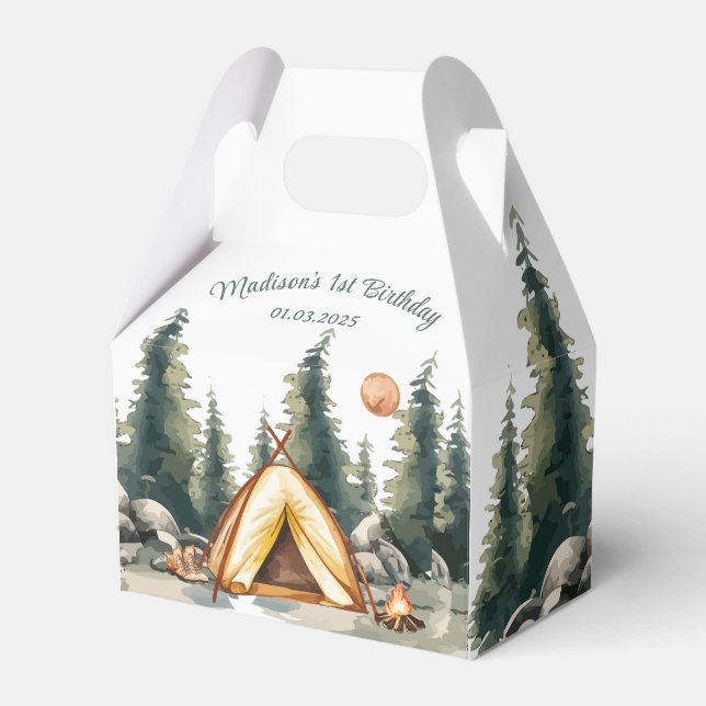Camping Mountain Rustic Birthday Party  Favour Box (Front Side)