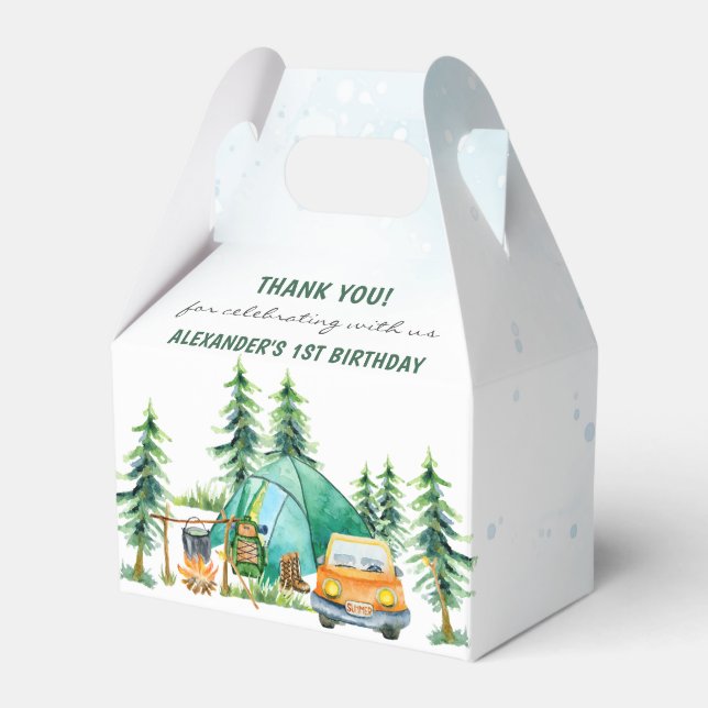 Camping Mountain Rustic Birthday Party  Favour Box (Front Side)