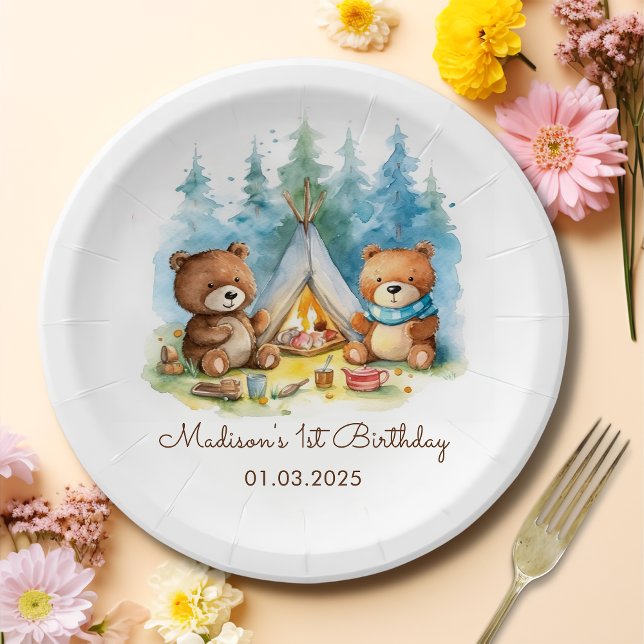 Camping Mountain Rustic Birthday Party  Paper Plate (Creator Uploaded)