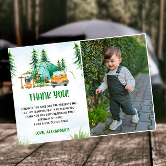 Camping Mountain Rustic Photo Thank You Card 