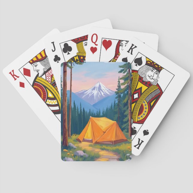 Camping Mountain Watercolor Playing Cards (Back)