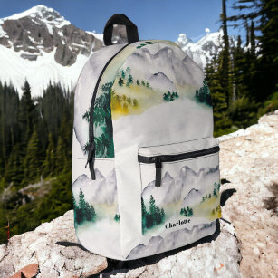 Camping mountains outdoors colorado name printed backpack