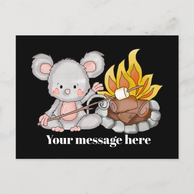 Camping mouse add message cute postcard (Front)