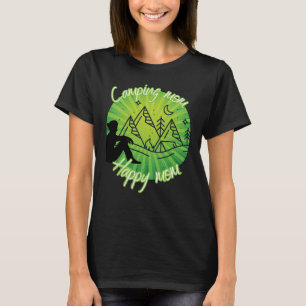 Camping mum - happy mum, green circle tee for her