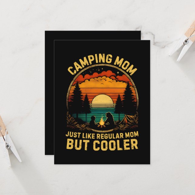 Camping Mum Just Like A Regular Mum Invitation (Front/Back In Situ)