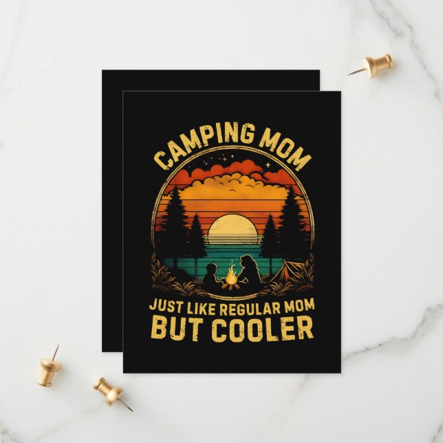 Camping Mum Just Like A Regular Mum Save The Date (Front/Back In Situ)