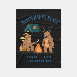 Camping Mum Mum's Happy Place Fleece Blanket