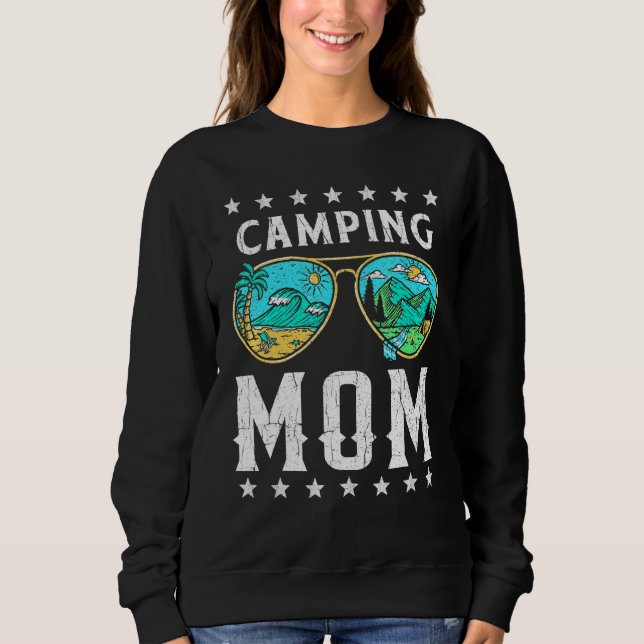 Camping Mum Retro Outdoor Graphic Tee Happy Camper (Front)