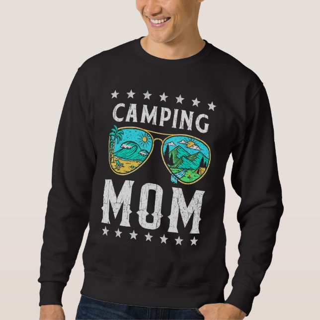 Camping Mum Retro Outdoor Graphic Tee Happy Camper (Front)