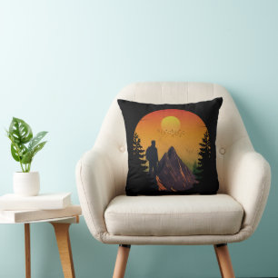 Camping nature sunset cushion