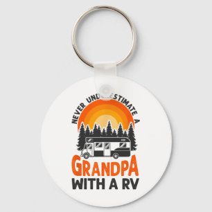 Camping Never Underestimate Grandpa Rv Motorhome F Key Ring
