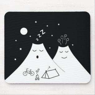Camping on a sleepy volcano mouse pad
