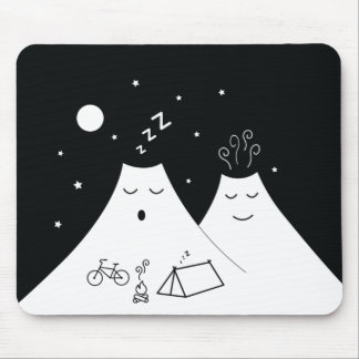 Camping on a sleepy volcano mouse pad