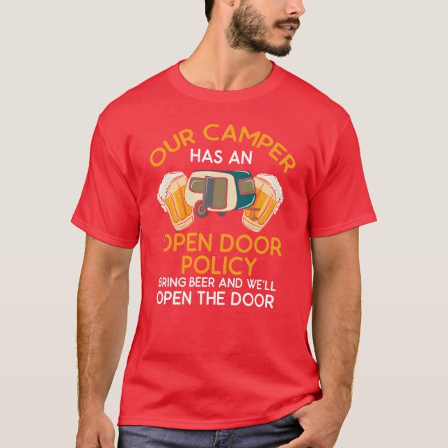 Camping Open Door Policy boy T-Shirt (Front)