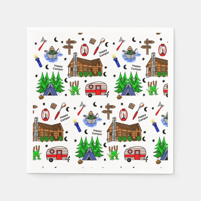 Camping or Midwest Themed  Happy Camper Birthday   Napkin (Front)