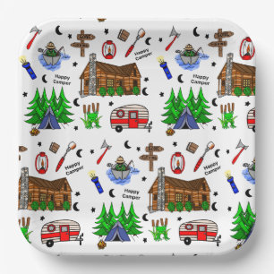 Camping or Midwest Themed Happy Camper Birthday Paper Plate