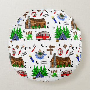 Camping or Midwest Themed   Round Cushion