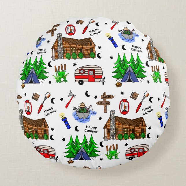 Camping or Midwest Themed   Round Cushion (Front)