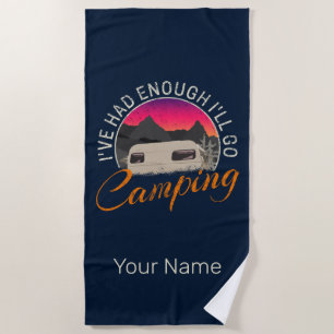 Camping Or Motorhome Vintage Design For Vacation Beach Towel
