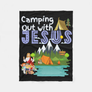 Camping Out With Jesus Summer Camp Vbs Christian K Fleece Blanket