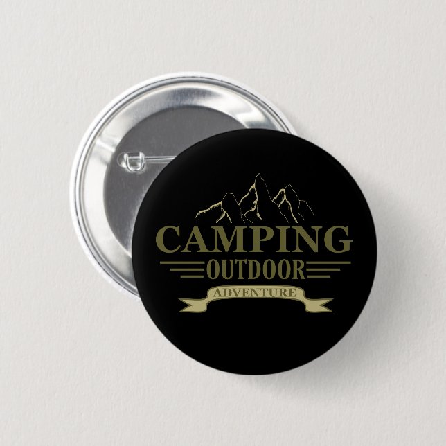 camping outdoor adventure 6 cm round badge (Front & Back)