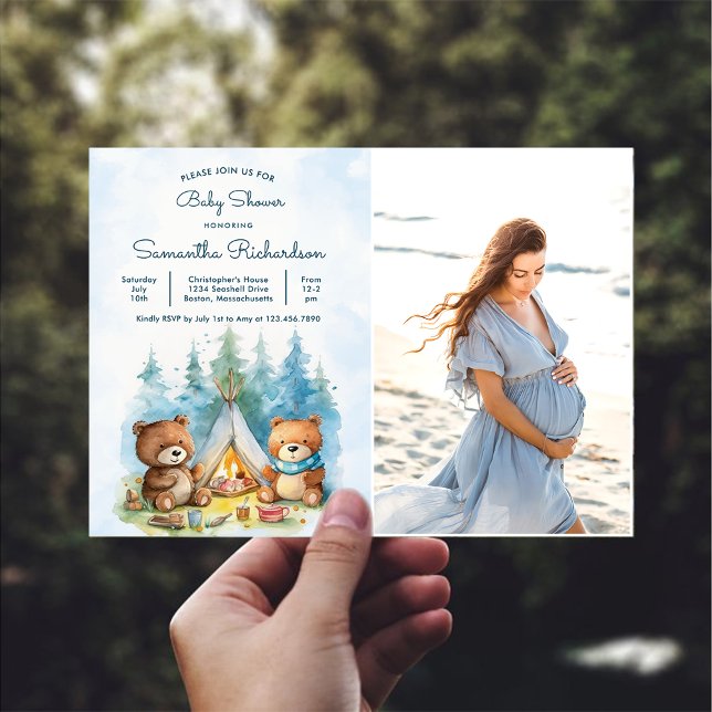 Camping Outdoor Adventure Baby Shower Photo  Invitation (Creator Uploaded)