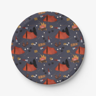 Camping Outdoor Adventure Summer Campfire Paper Plate
