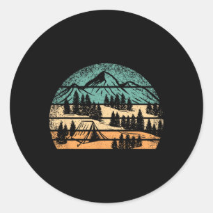 Camping Outdoor Clothes Men Women Kids Retro Campi Classic Round Sticker