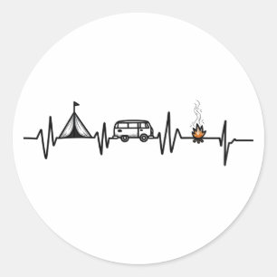 Camping Outdoor Heartbeat Nature Camper Hiking Classic Round Sticker