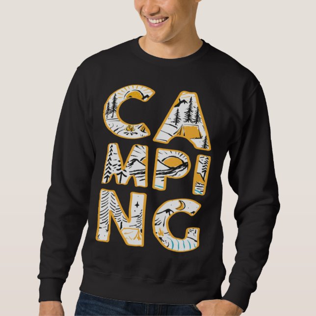 Camping outdoor hiking camper cute graphic sweatshirt (Front)