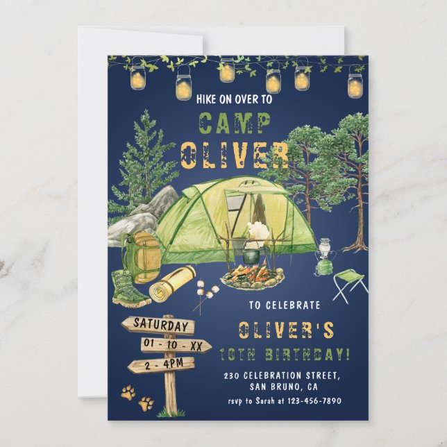 Camping Outdoors Camp Out Birthday Party Invitation (Front)