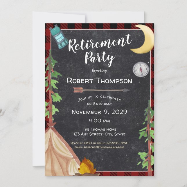 Camping Outdoorsy Retirement Party Invitation (Front)