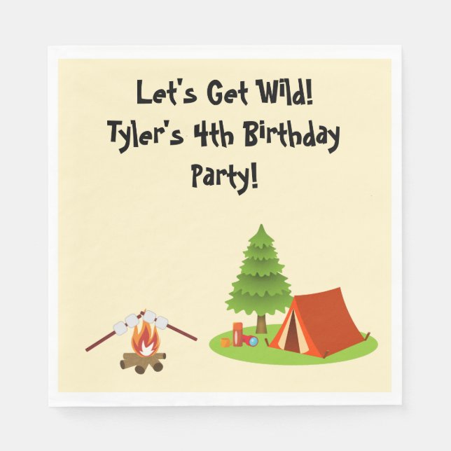 Camping Party Personalised Napkins (Front)
