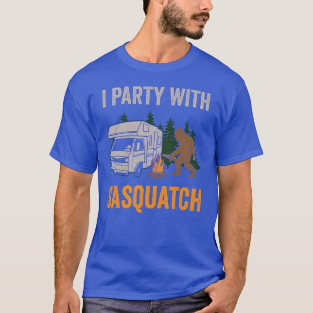 Camping Party With Sasquash Ourr RV Adventure girl T-Shirt (Front)